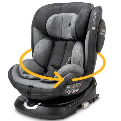 Osann Swift360 S i - Size, 360 Grad drehbarer Kindersitz, Reboarder 76 - 150 cm ca. 9 - 36 kg - Universe Grey-Snugsta