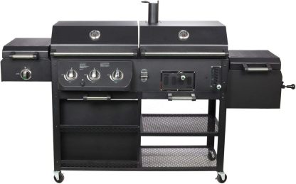 Kombigrill ZollARIZONA Zoll von El Fuego - Gas - und Holzkohlegrill, Infrarotbrenner, verchromte Warmhalteroste, 6 - stufig höhenverstellbar, 3 Garkammern, 4 Räder, Smoker BBQ, Modell AY 534-Snugsta