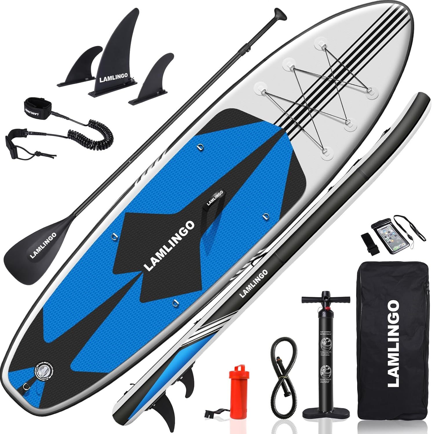 Rolimate SUP Board Paddle Board Dickes Stand Up Paddling SUP Board Set für Sport Rudern Rucksack Spule Leine Leash Mobiles Wasserdichtes Gehäuse-Snugsta