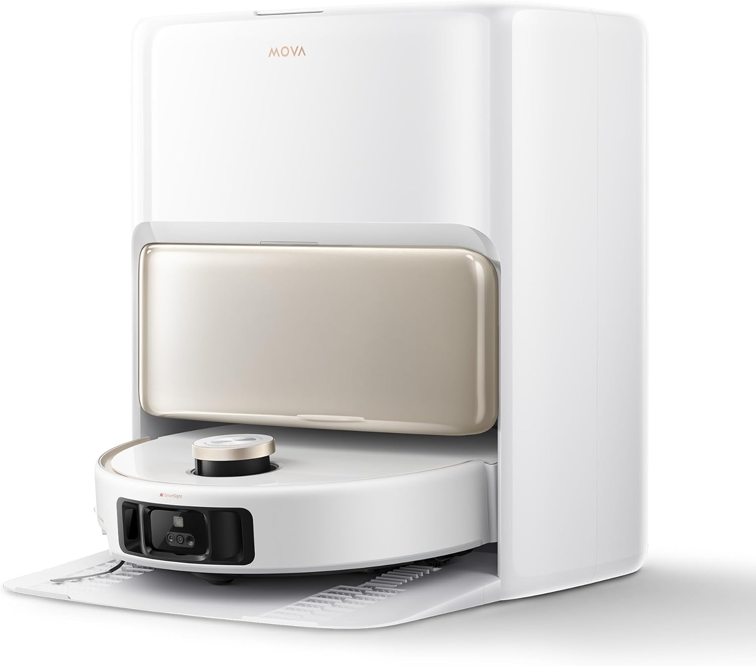 Mova V50 Ultra Complete Saugroboter mit Wischfunktion 24.000 Pa, 6cm Hindernisüberwindung, Liftable NavigationRGB AILED, 80 Grad Heißwasserwäsche und 63 Grad Selbsttrocknung, DuoSolution System, Tricut Bürste-Snugsta