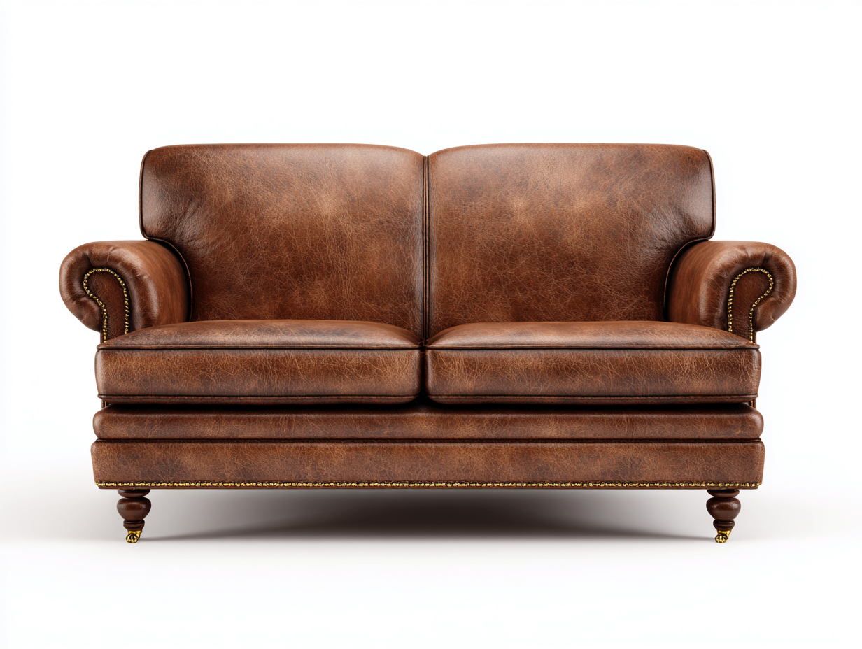 Sofa 2-Sitzer Kunstleder - 160x88x90 cm - braun - für Wohnzimmer - klassisches Design-Snugsta