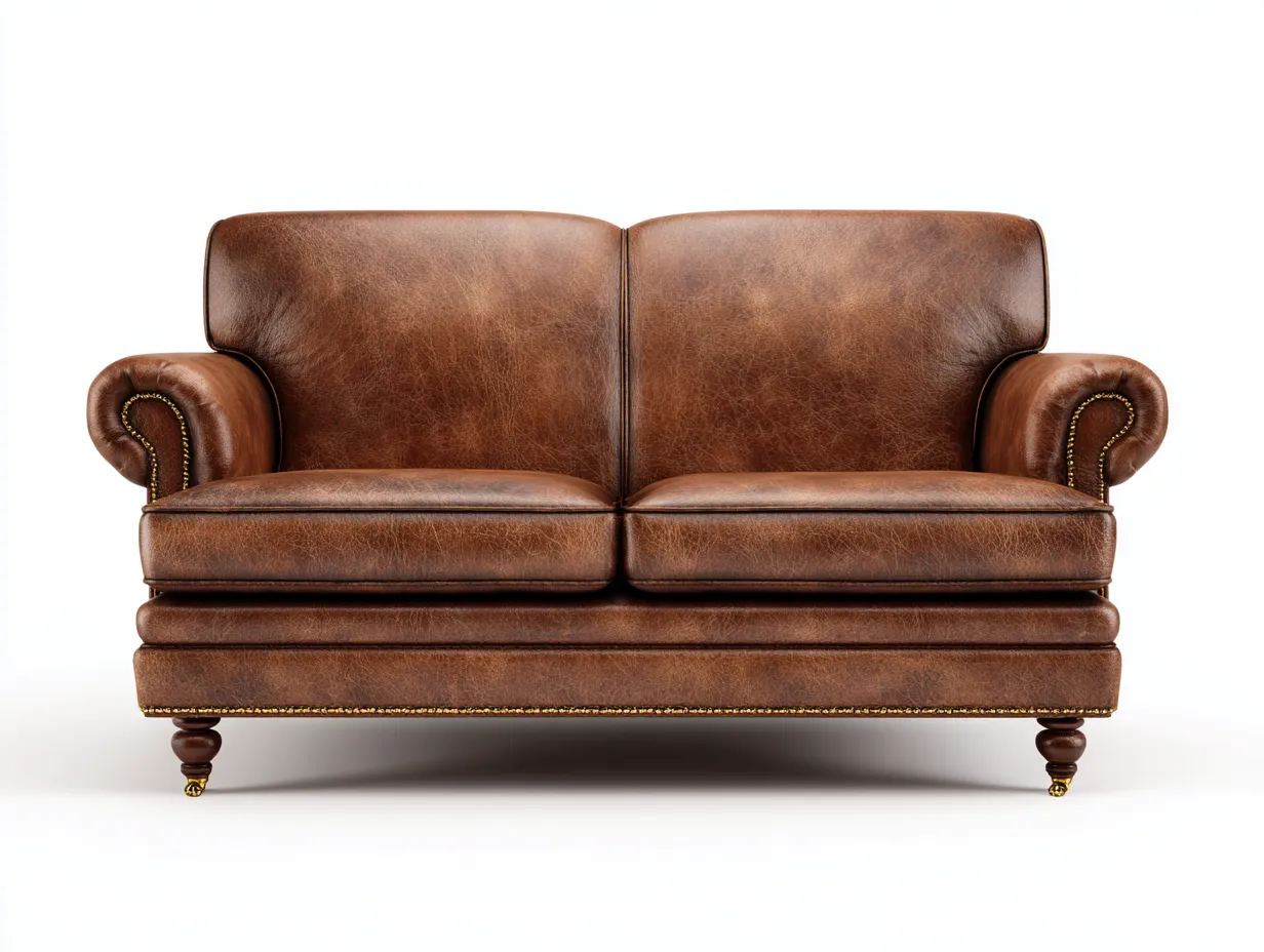 Sofa 2-Sitzer Kunstleder - 160x88x90 cm - braun - für Wohnzimmer - klassisches Design-Snugsta