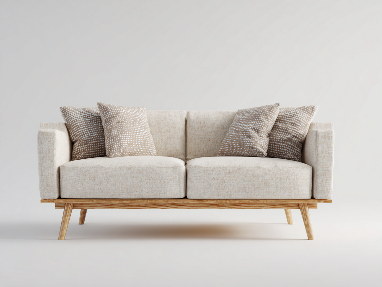 2-Sitzer Sofa Stoff/Holz 165x85x90 cm - beige/hellbraun - geeignet für Wohnzimmer - modernes Design-Snugsta