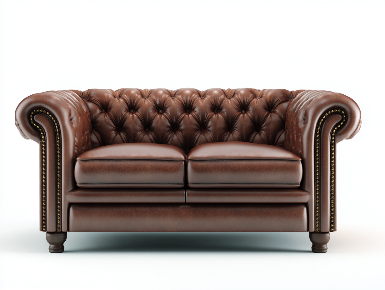 2-Sitzer Sofa Kunstleder 155x80x85 cm - braun - geeignet für Wohnzimmer - Chesterfield Design-Snugsta