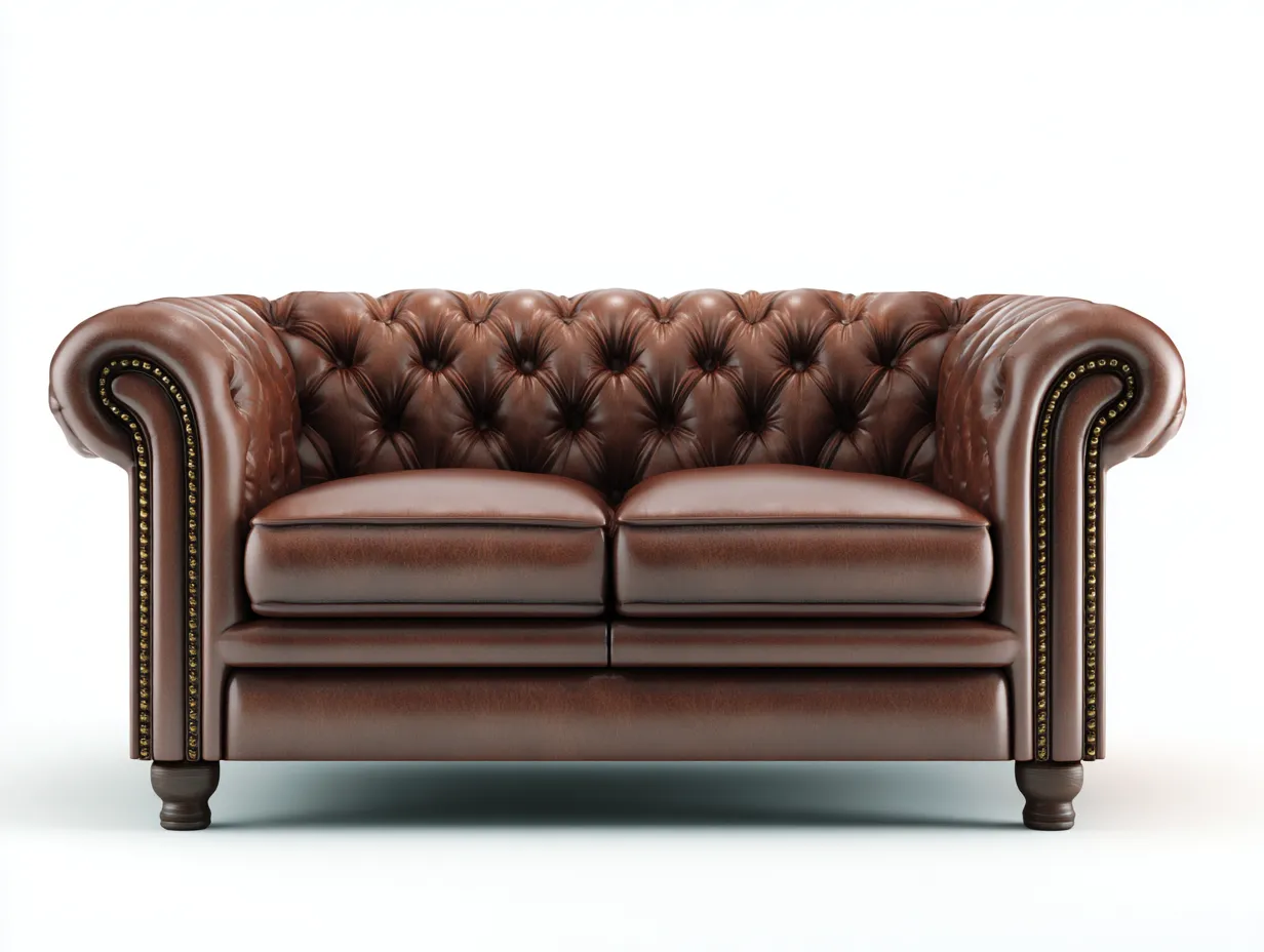 2-Sitzer Sofa Kunstleder 155x80x85 cm - braun - geeignet für Wohnzimmer - Chesterfield Design-Snugsta