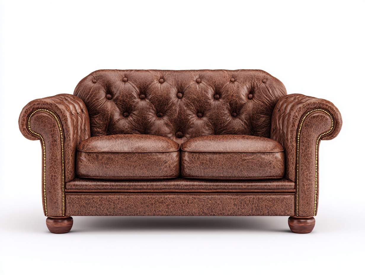 Sofa 2-Sitzer Kunstleder - 155x80x90 cm - braun - für Wohnzimmer - klassisches Design-Snugsta