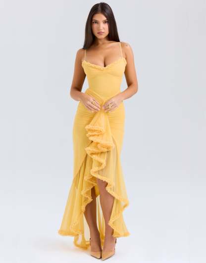 Aurora Ruffle Maxi Dress - Yellow