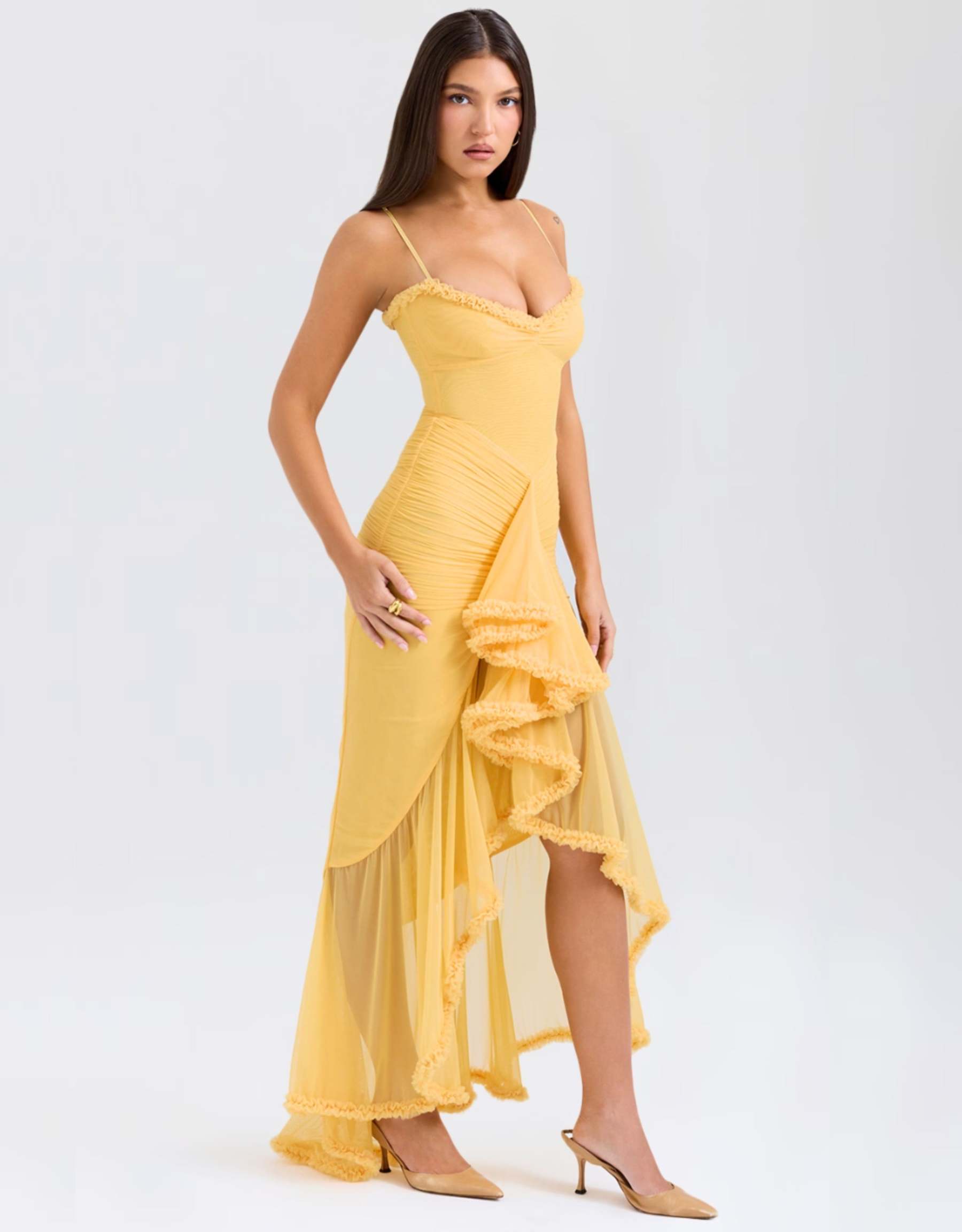 Aurora Ruffle Maxi Dress - Yellow