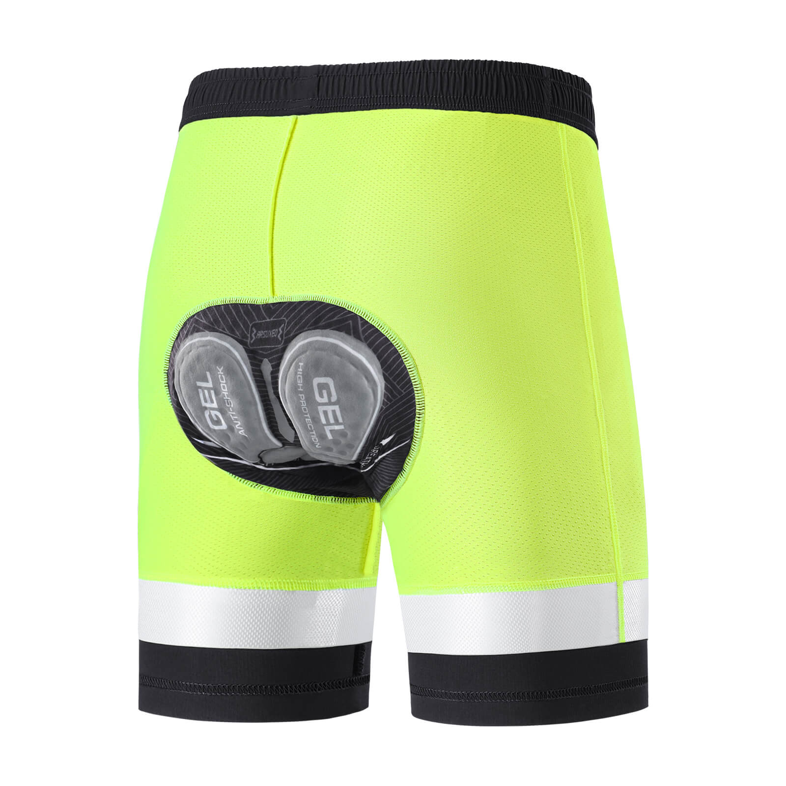 men water repellent multi purpose cycling utility shorts neon lime liner inner back