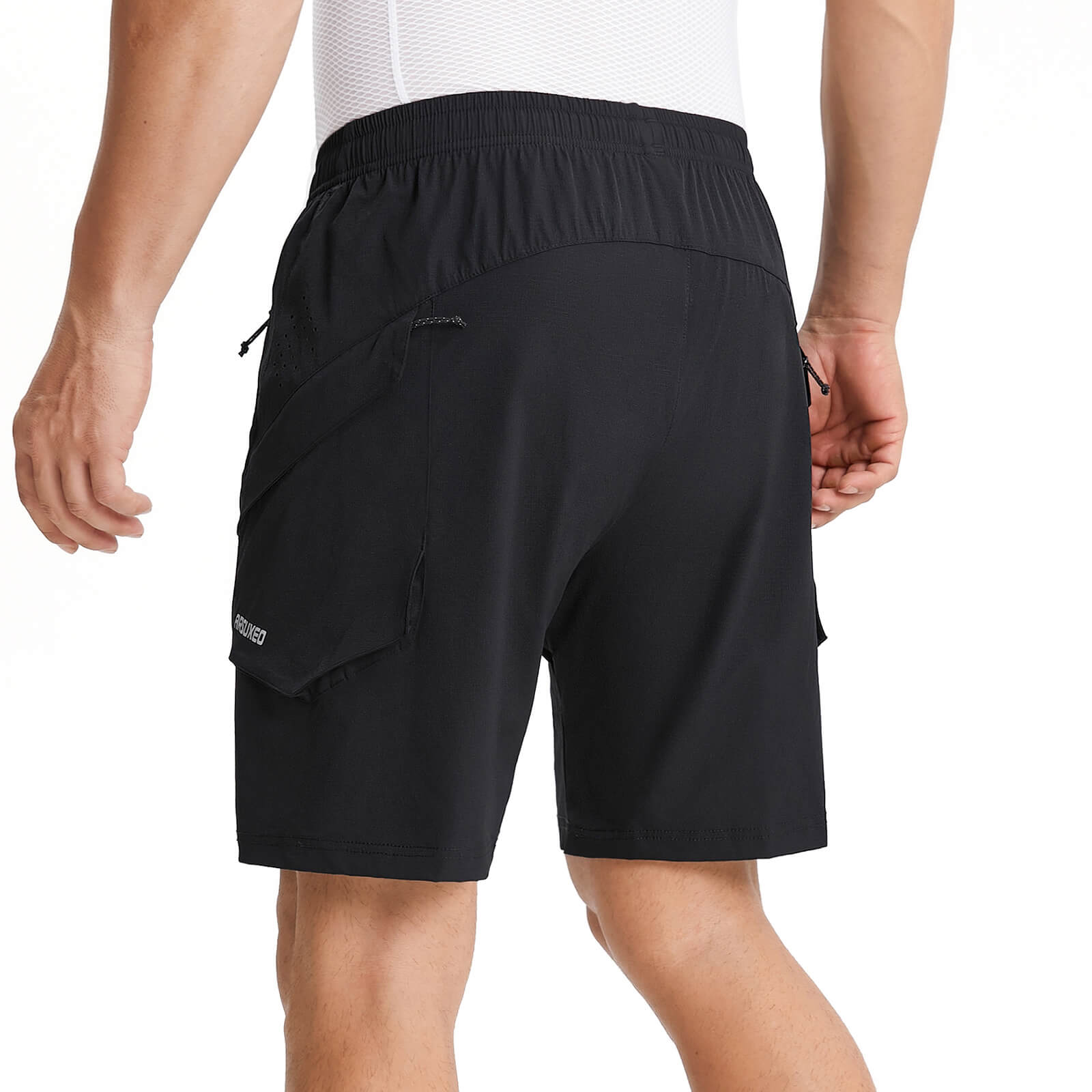 men water repellent multi purpose cycling utility shorts black model back
