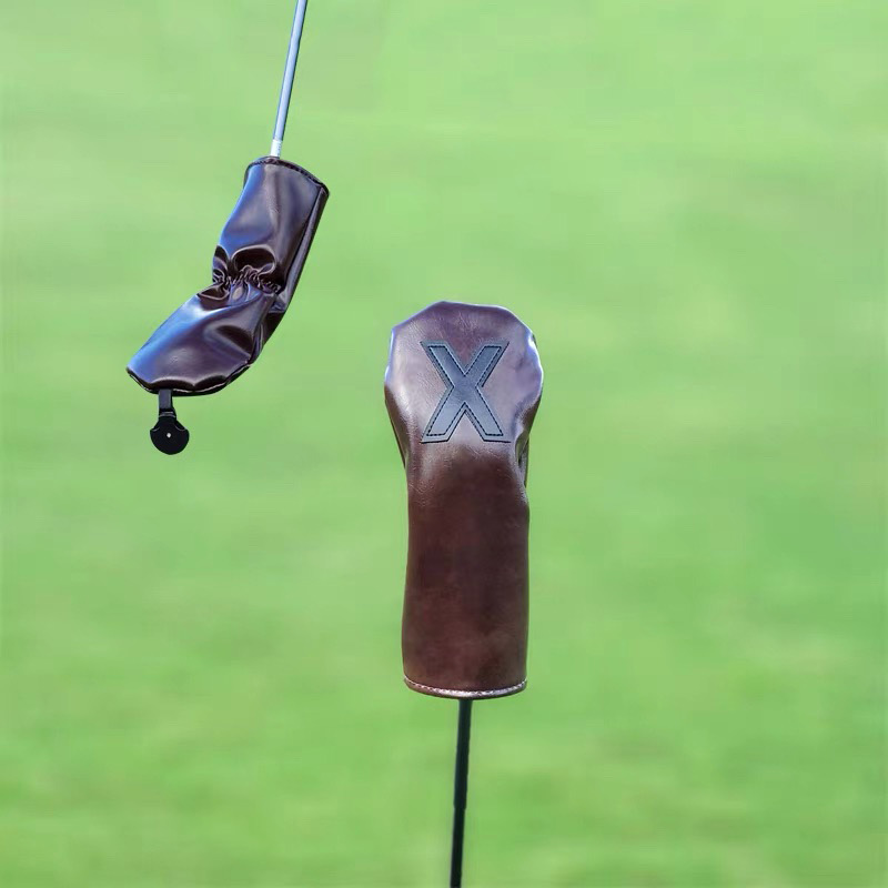 Premium Synthetic Leather Golf Headcover Set - Vintage Style for Driver, Fairway Woods, and Hybrids (UT)