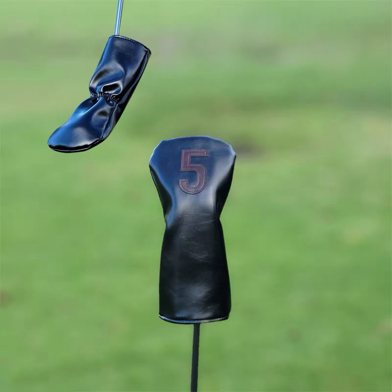 Premium Synthetic Leather Golf Headcover Set - Vintage Style for Driver, Fairway Woods, and Hybrids (UT)