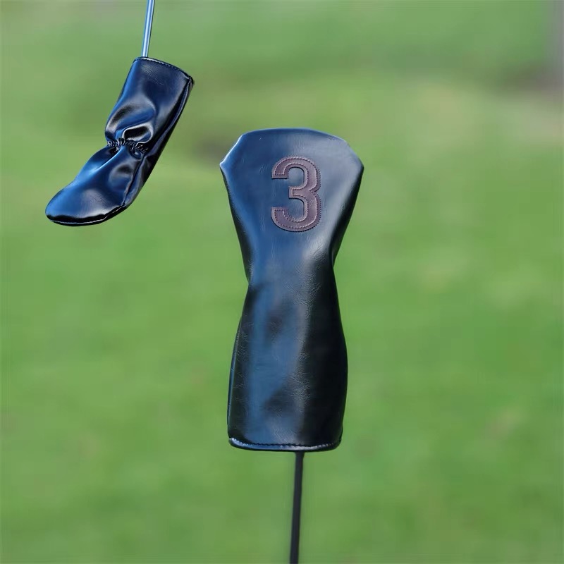 Premium Synthetic Leather Golf Headcover Set - Vintage Style for Driver, Fairway Woods, and Hybrids (UT)