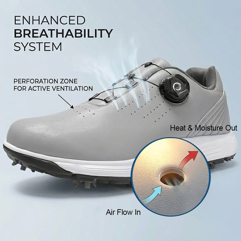 breathable golf shoes with precision dial lacing system black