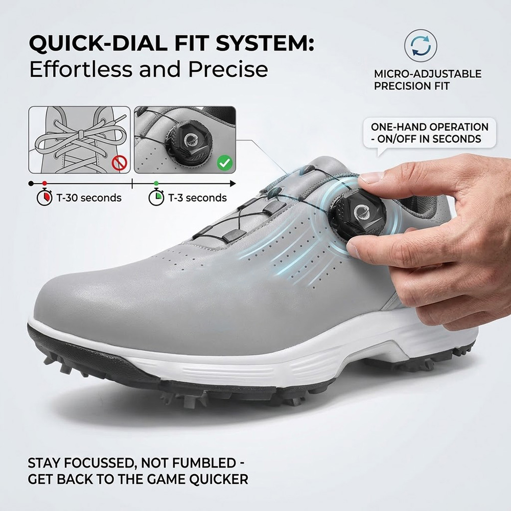 waterproof golf shoes with precision dial lacing system detail