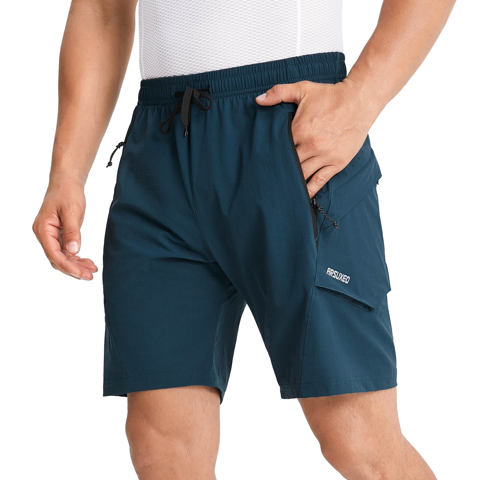 men water repellent multi purpose cycling utility shorts dark blue model 