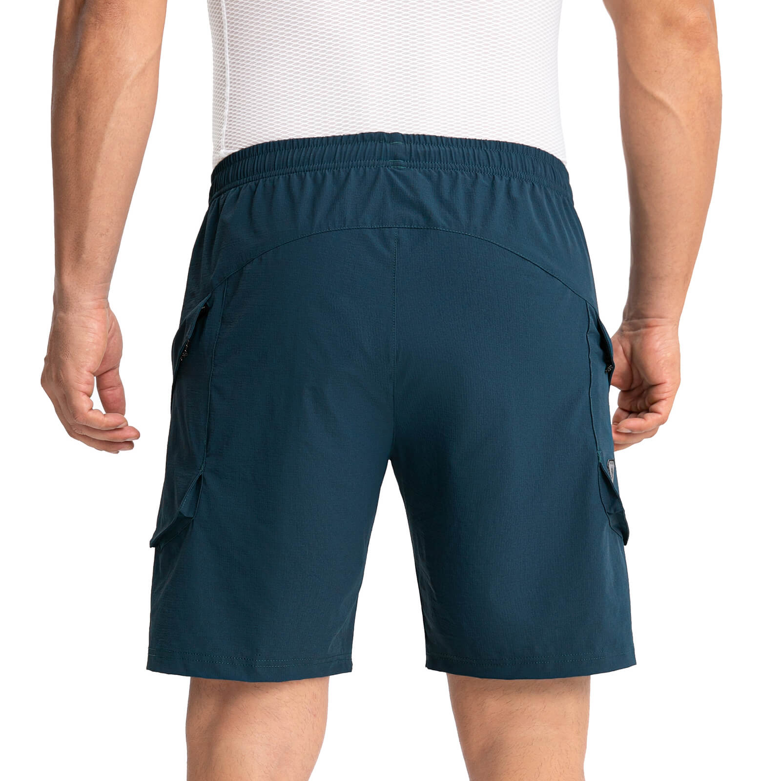 men water repellent multi purpose cycling utility shorts blue model back