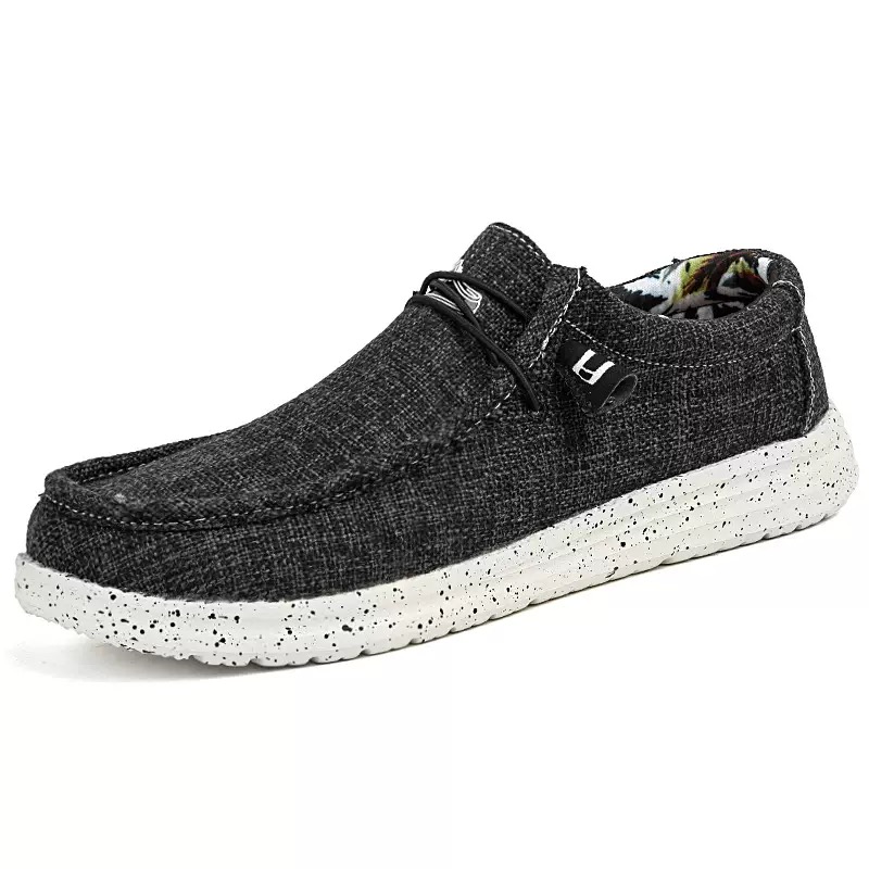 men's ultra lightweight canvas slip on loafers black
