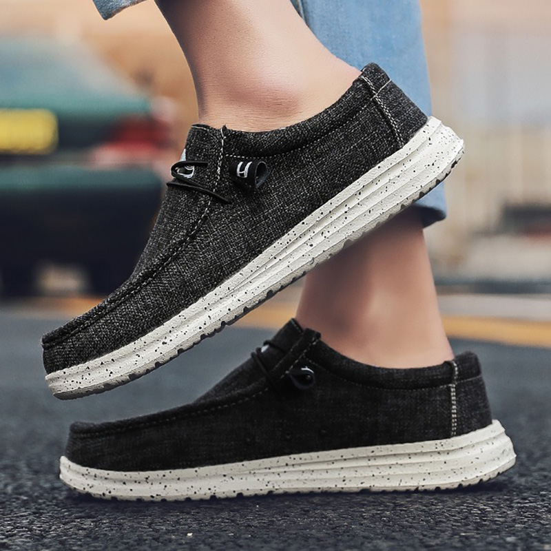 men's ultra lightweight canvas slip on loafers black model