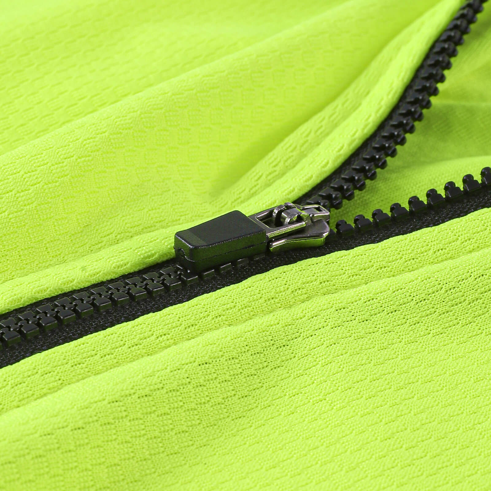 men pro short sleeve cycling jersey fluorescent green zipper detail