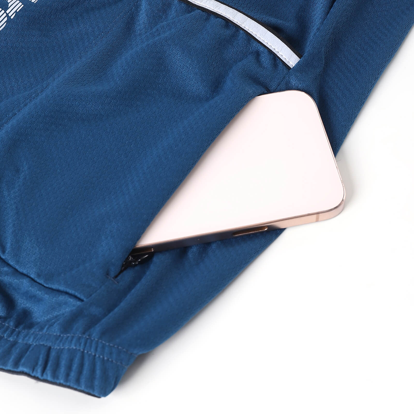 men pro short sleeve cycling jersey blue zipper pocket