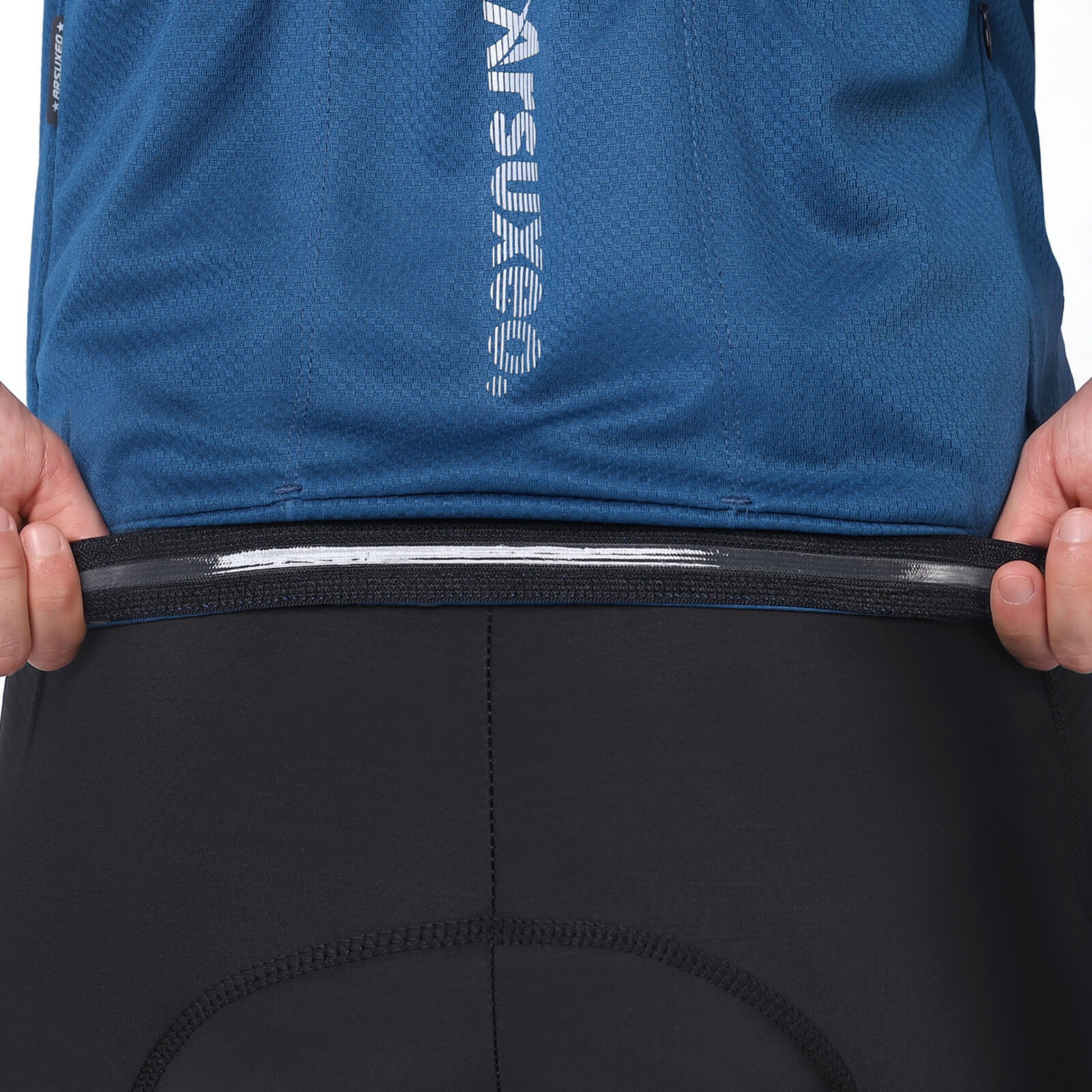 men pro short sleeve cycling jersey blue antislip strip