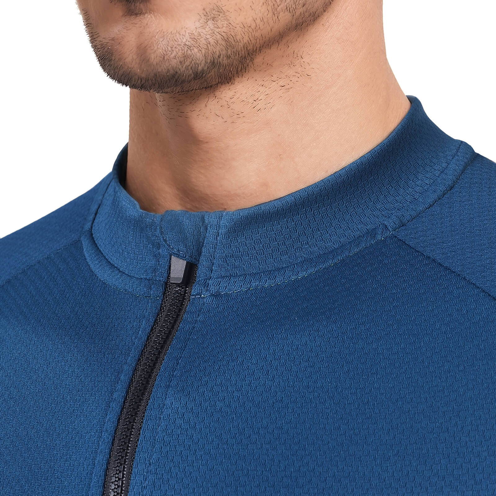 men pro short sleeve cycling jersey blue collar