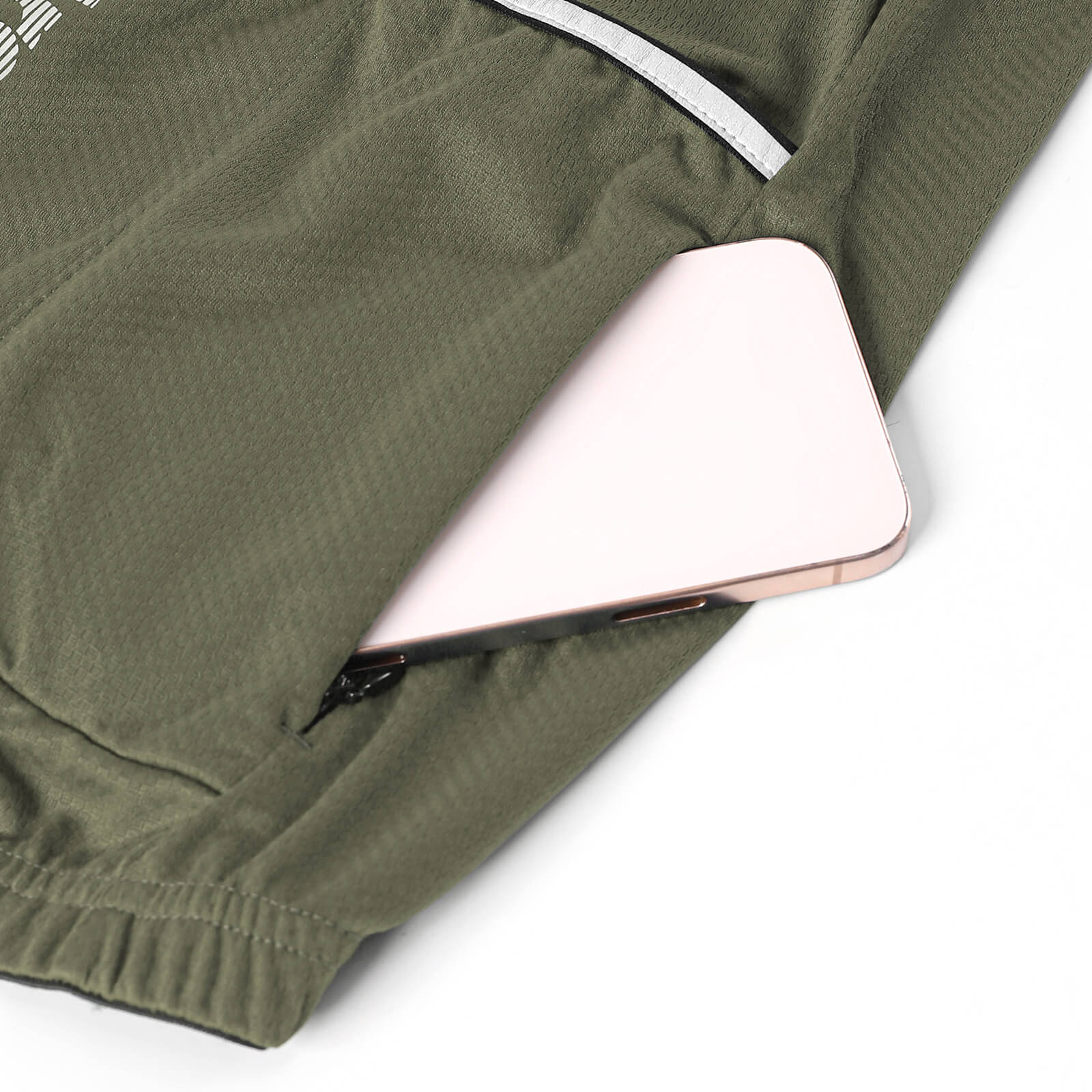 men pro short sleeve cycling jersey green zipper pocket