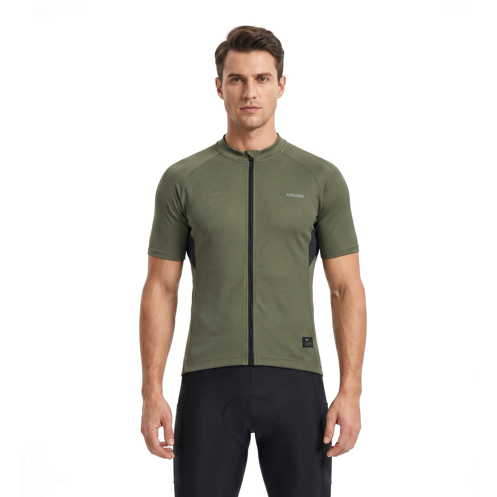 men pro short sleeve cycling jersey green model
