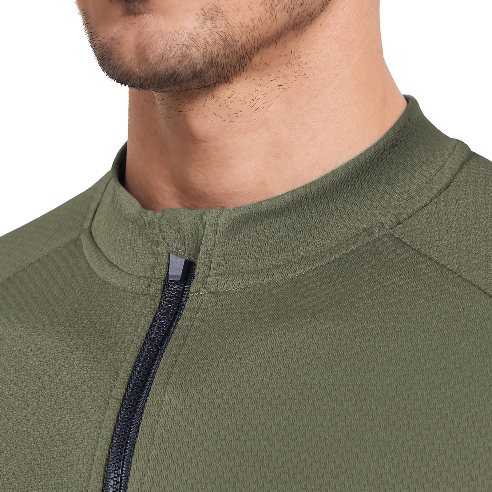 men pro short sleeve cycling jersey green collar