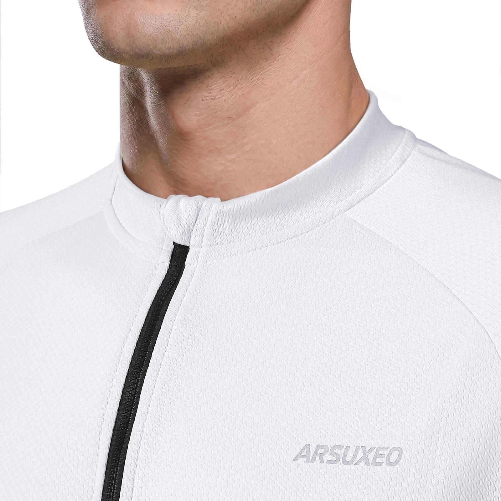 men pro short sleeve cycling jersey white model white collar