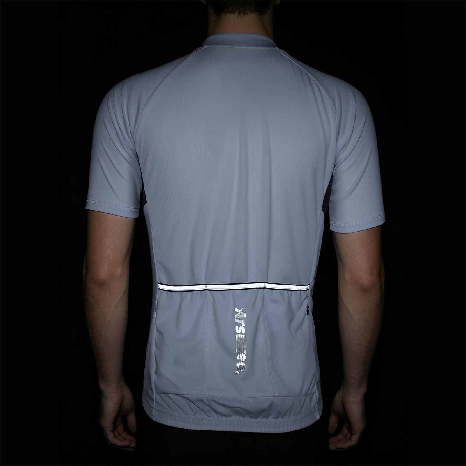 men pro short sleeve cycling jersey white model reflective stripe