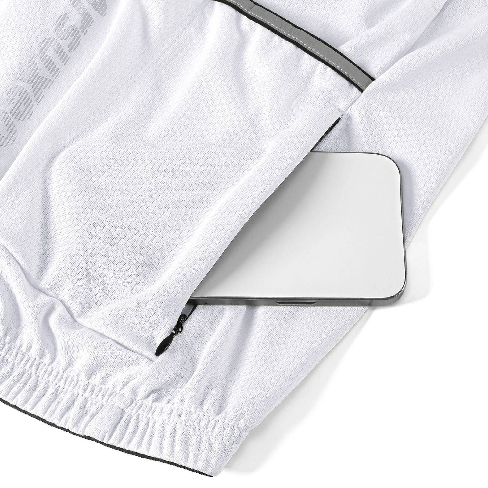 men pro short sleeve cycling jersey white  zipper pocket