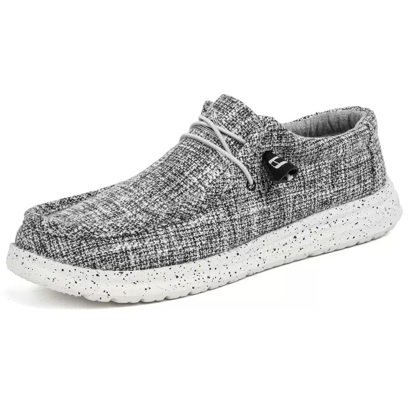 men's ultra lightweight canvas slip on loafers grey white
