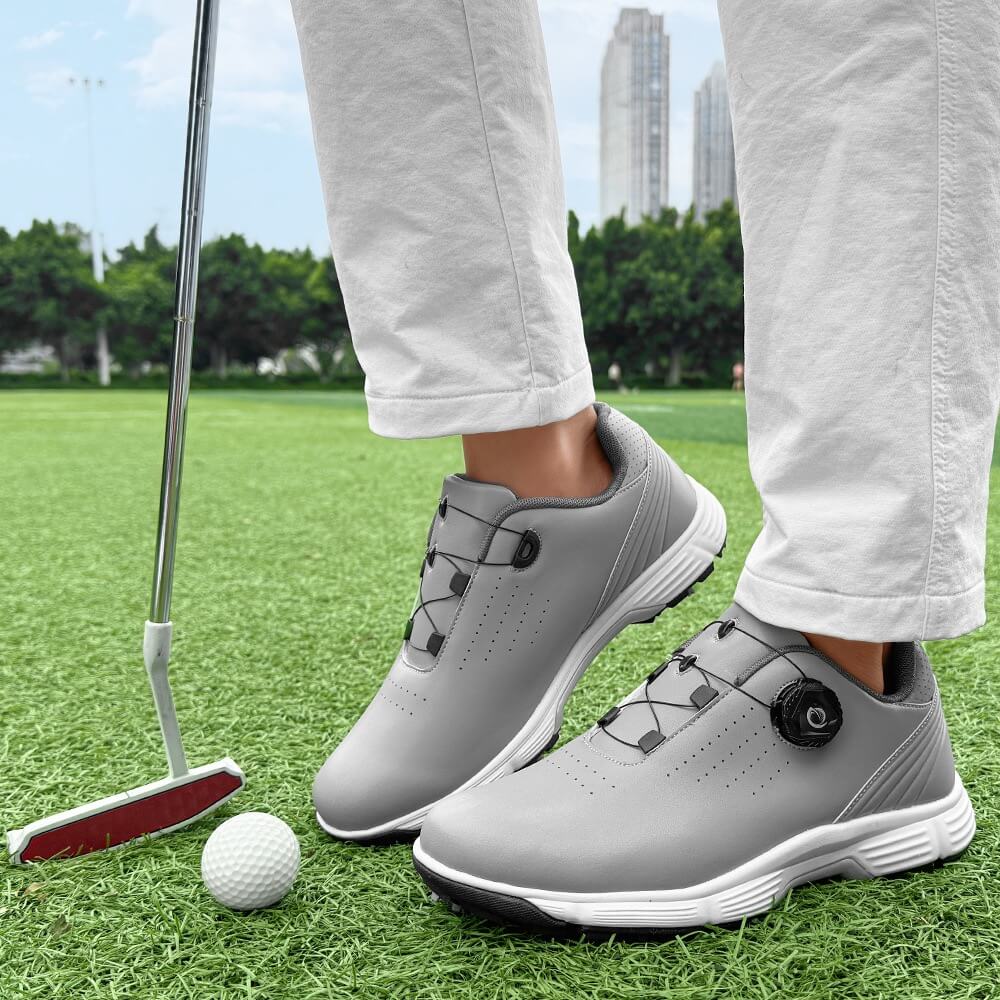 waterproof golf shoes with precision dial lacing system grey