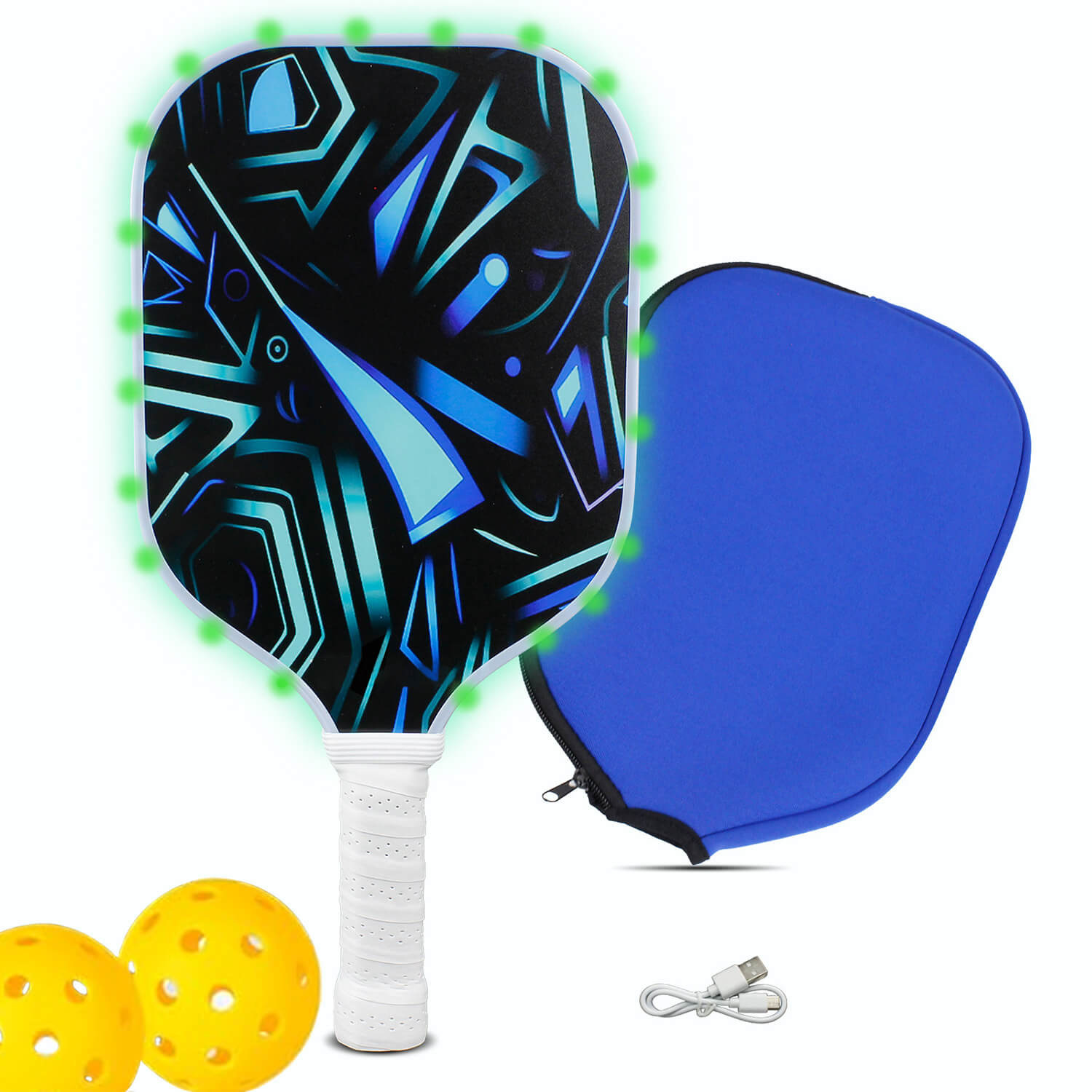LED Pickleball Paddles Set of 2 – Lightweight Rackets with LED Edge Lighting