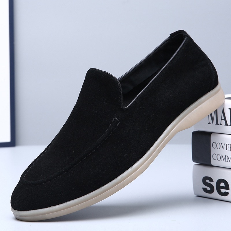 men’s premium suede loafers black
