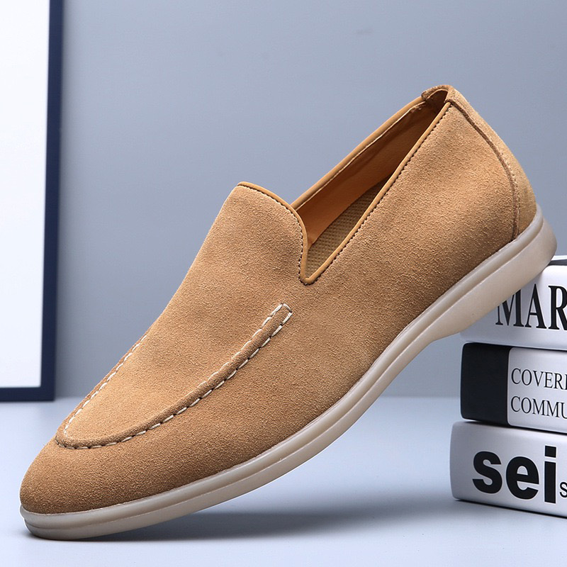 men's ultra lightweight suede loafers  khaki