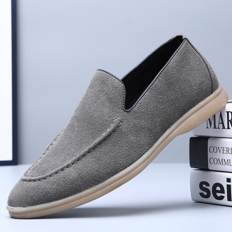men’s premium suede loafers grey