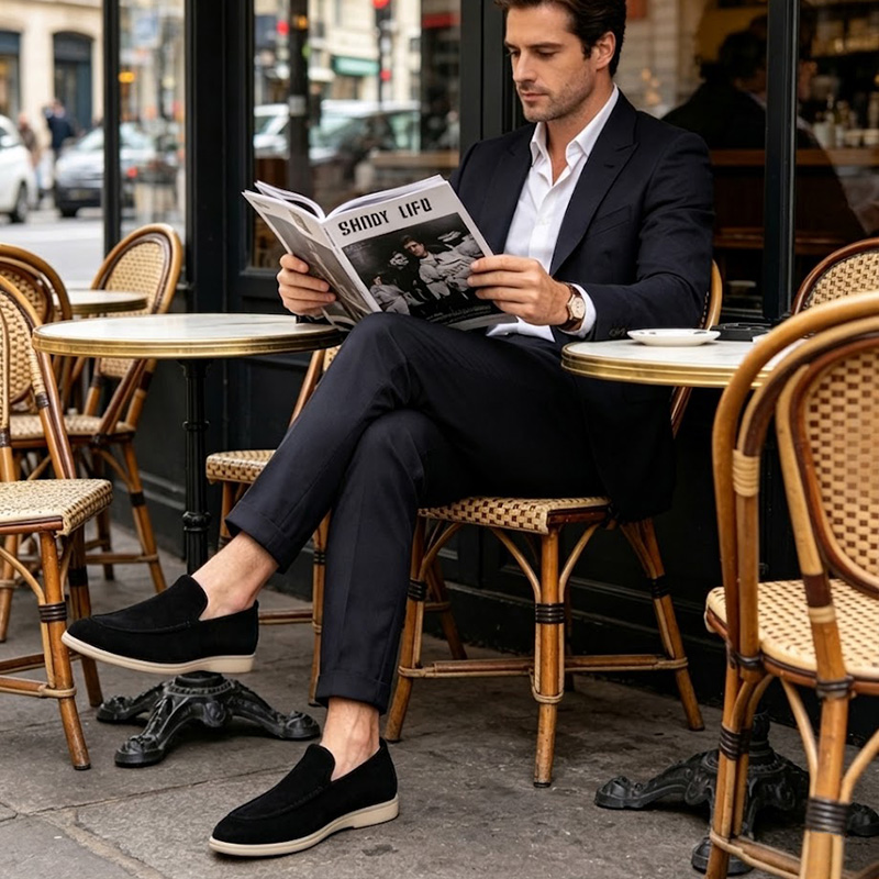 men’s premium suede loafers coffee