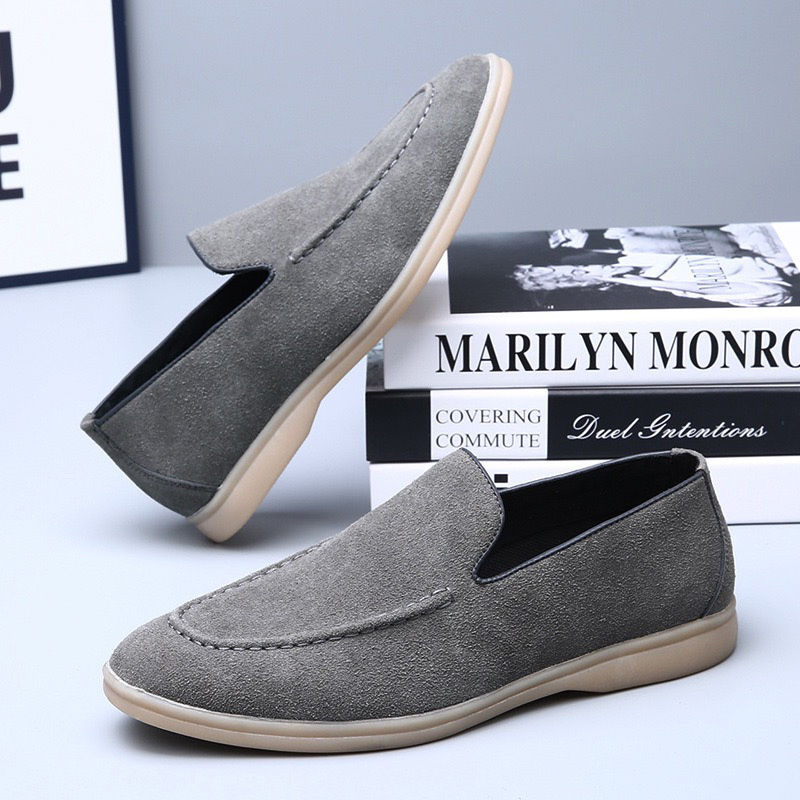 men's ultra light weight suede loafers grey
