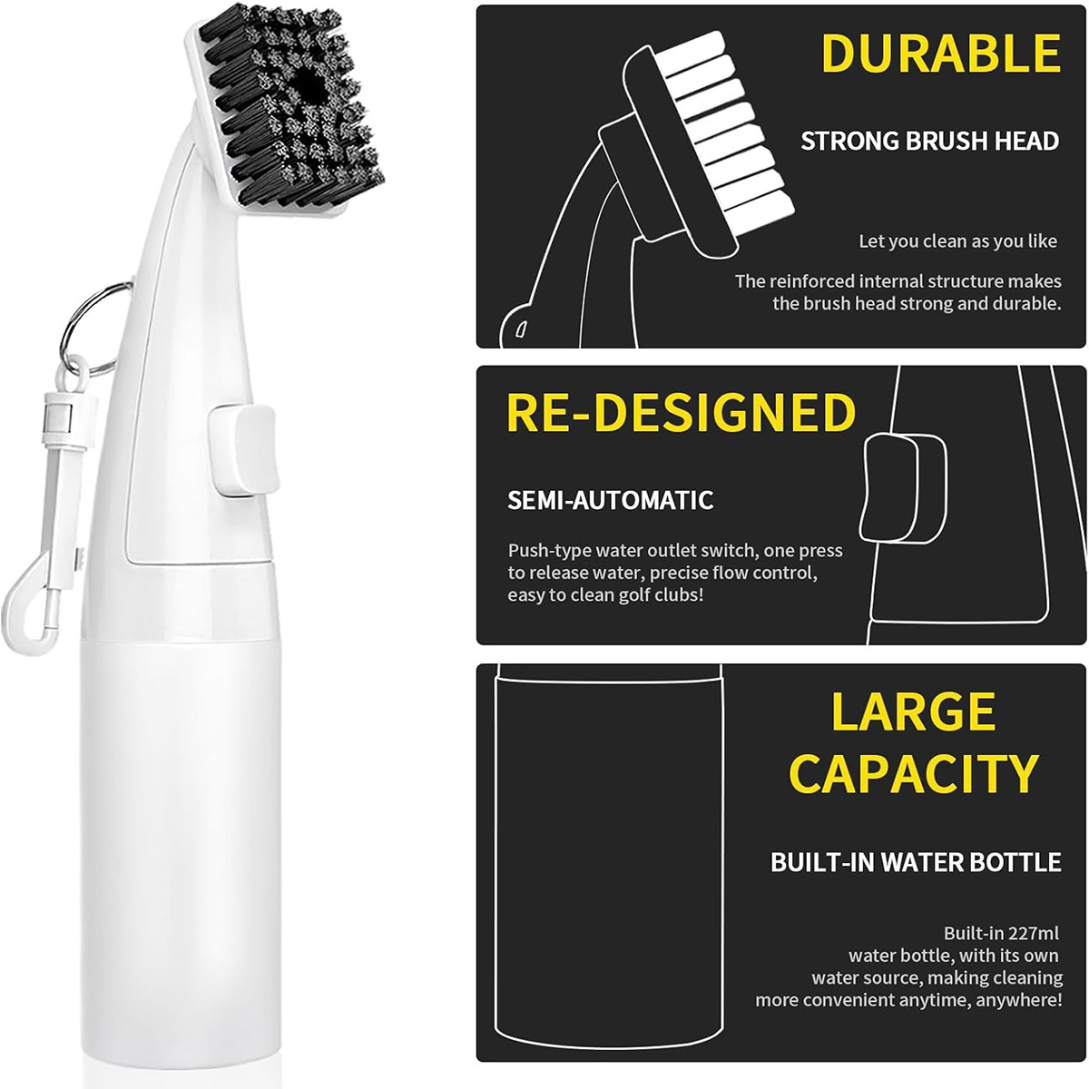 Premium Pro Golf Club Brush Cleaner with Built-In Water Dispenser