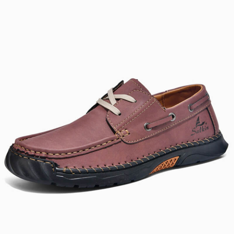 mens boat shoes red