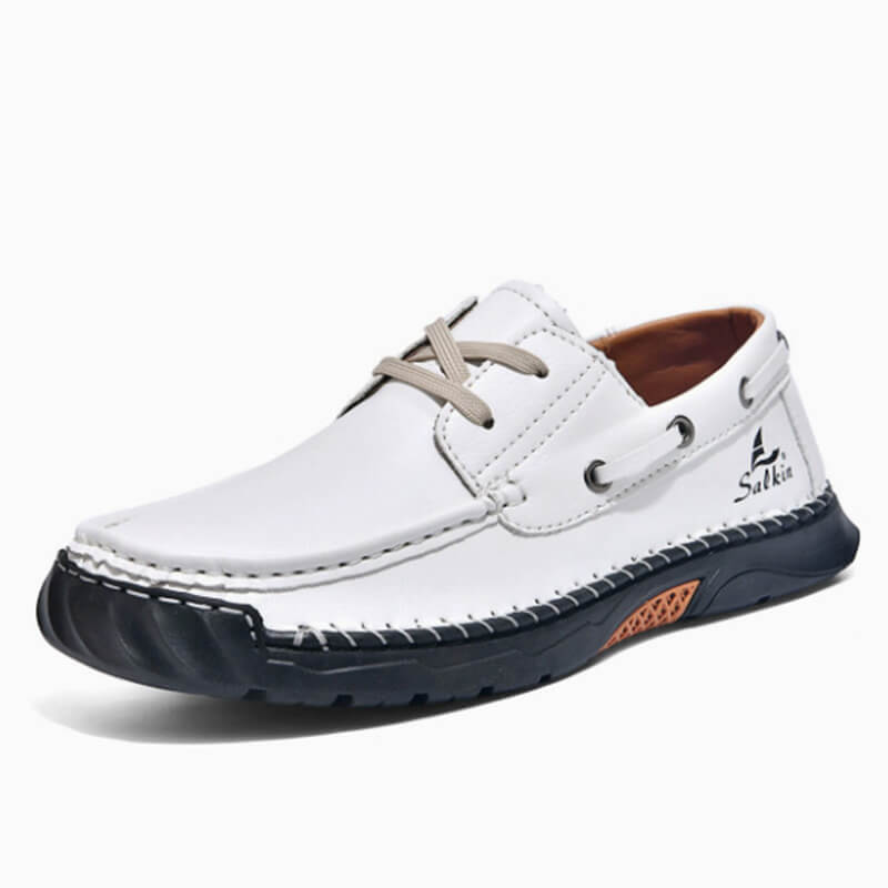 mens boat shoes white
