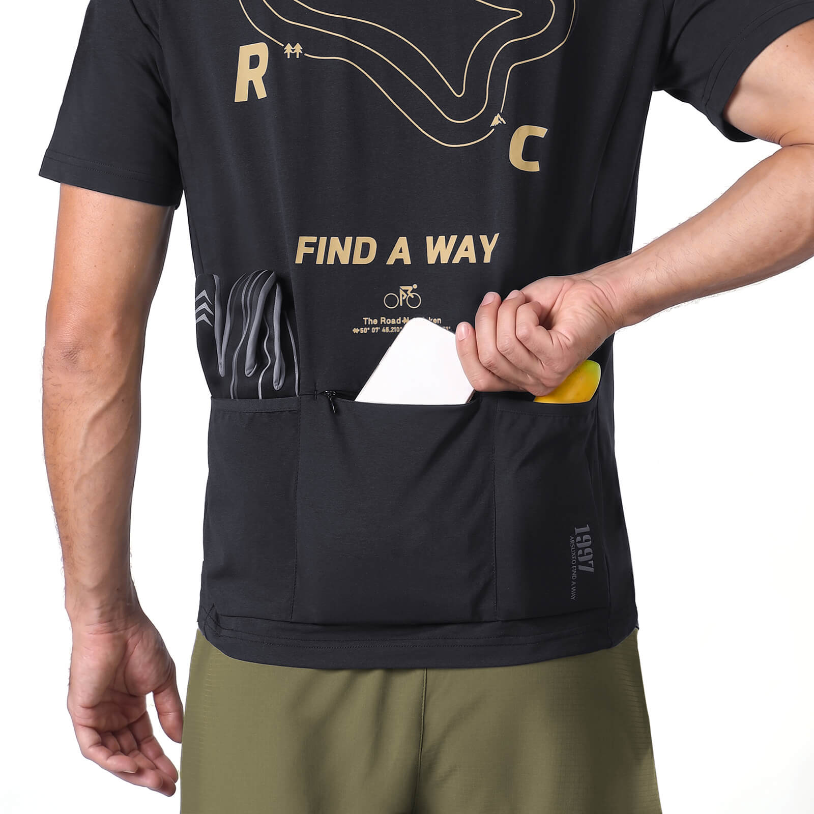 performance cycling tech tee three pockets black