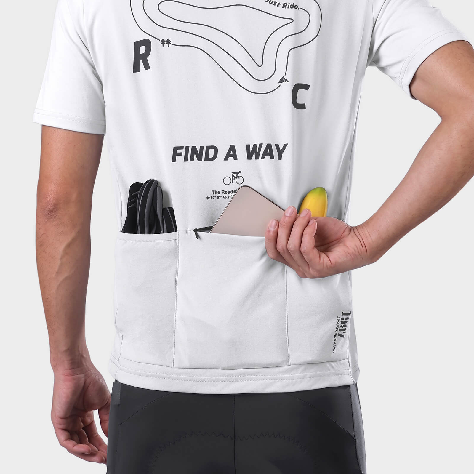 performance cycling tech tee white three pockets