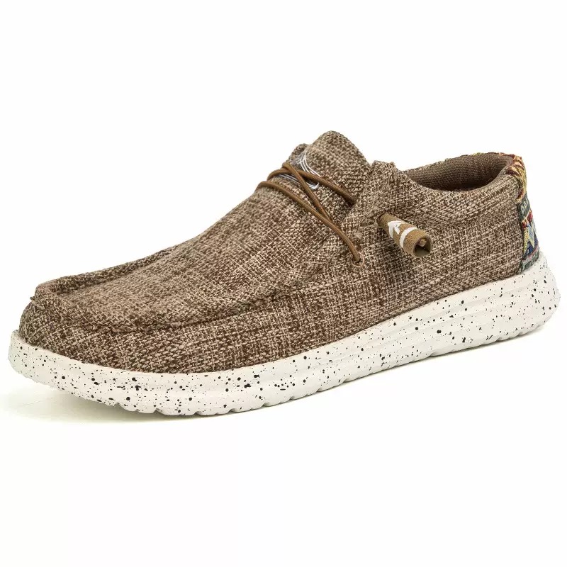 men's ultra lightweight canvas slip on loafers brown