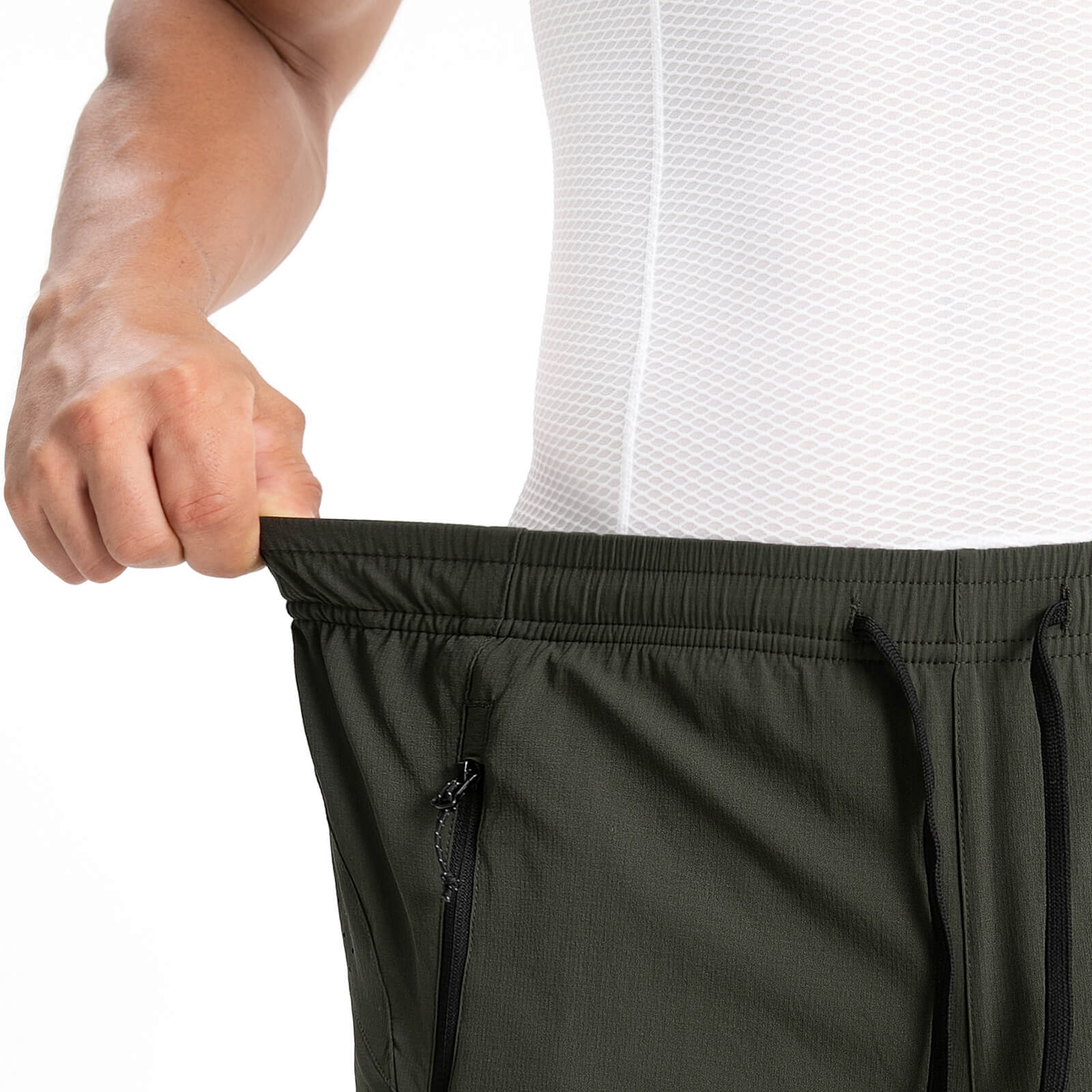 men water repellent multi purpose cycling utility shorts army green waistbands 
