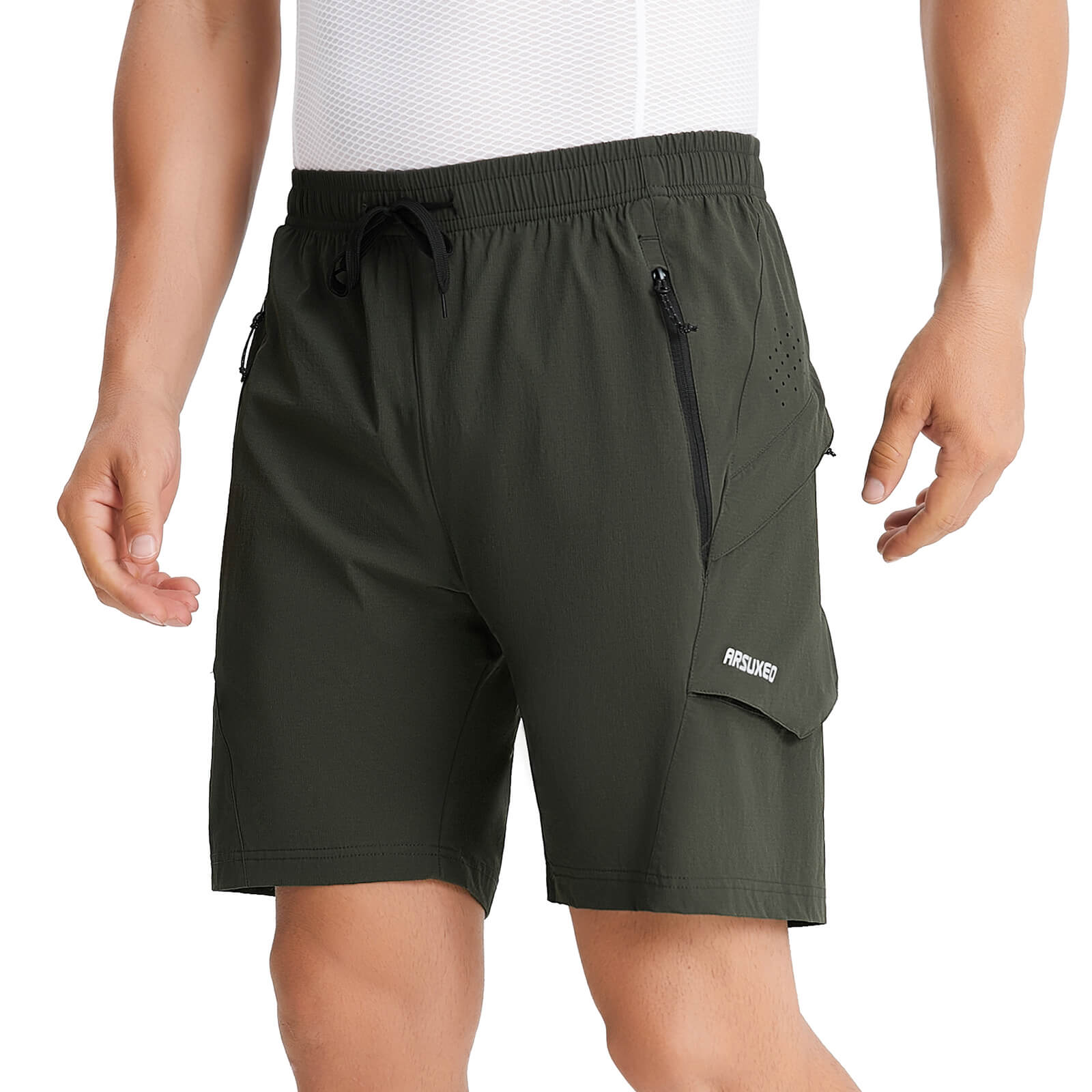 men water repellent multi purpose cycling utility shorts green model
