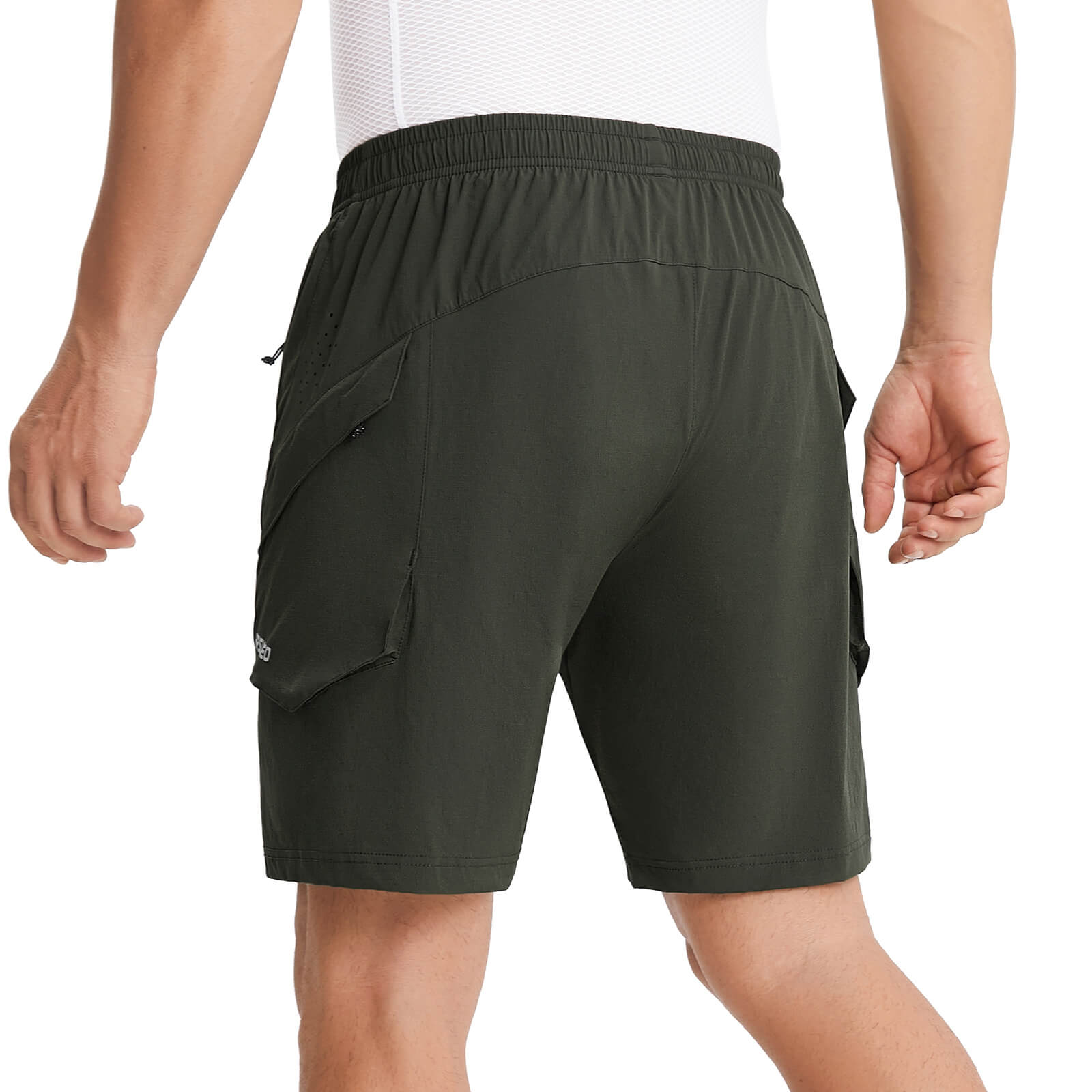 men water repellent multi purpose cycling utility shorts green model back